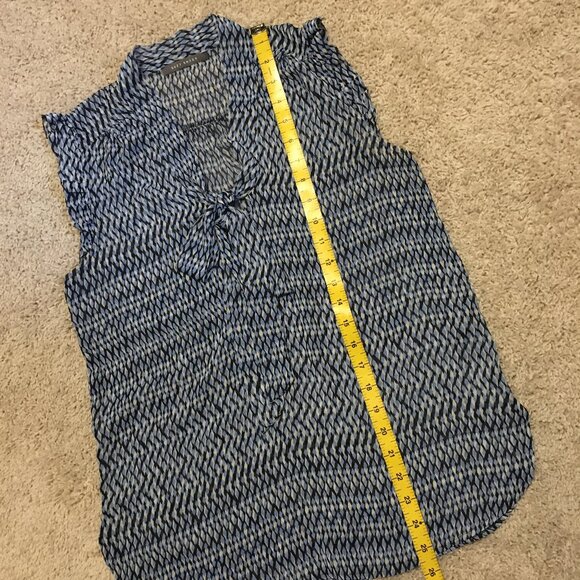 Sheer Blue Diamond Scale Bow Tie Up Ruffled Milk Maid Tank Top - Picture 14 of 14